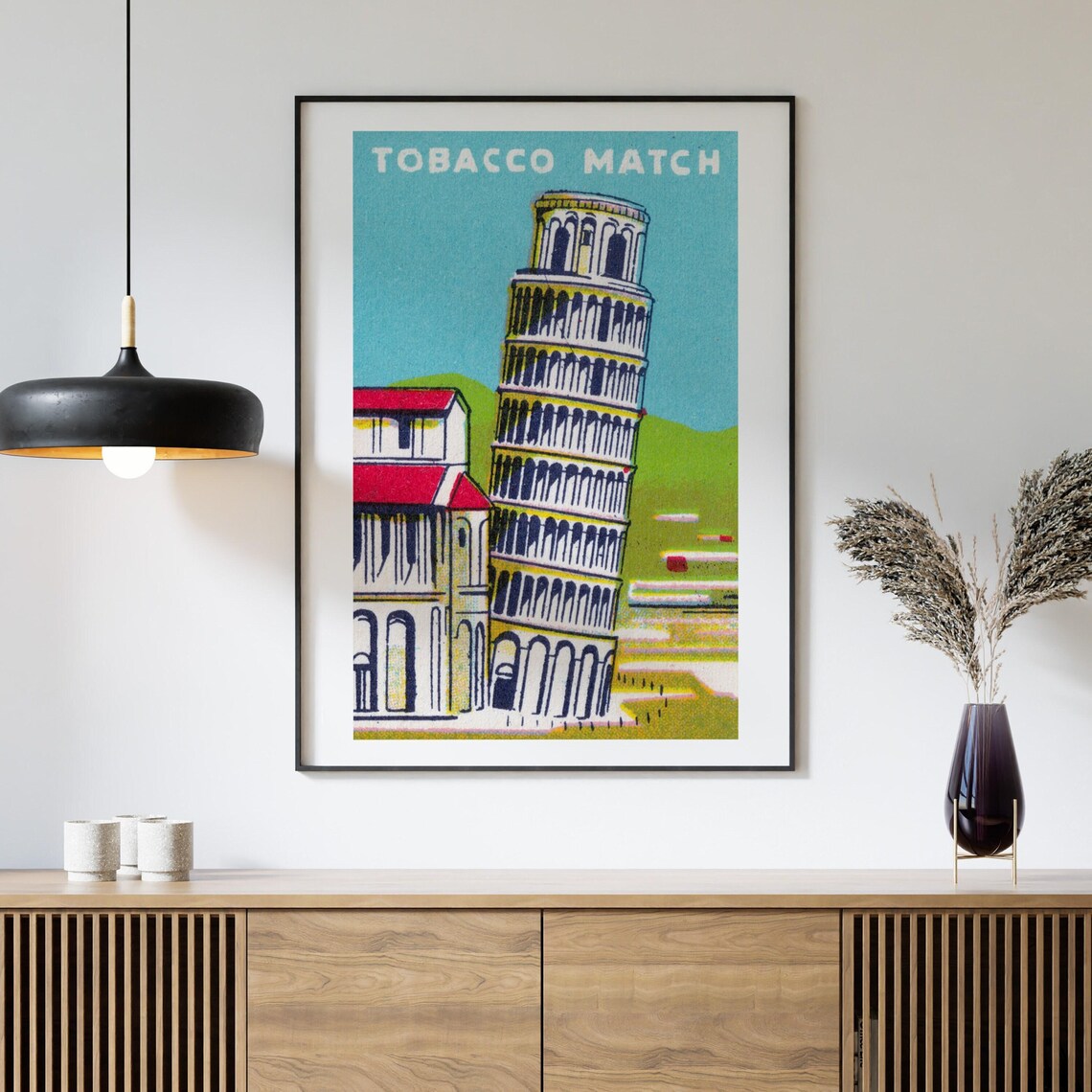 Leaning Tower Of Pisa Italian Retro Tobacco Match Label Art Poster - Image 4