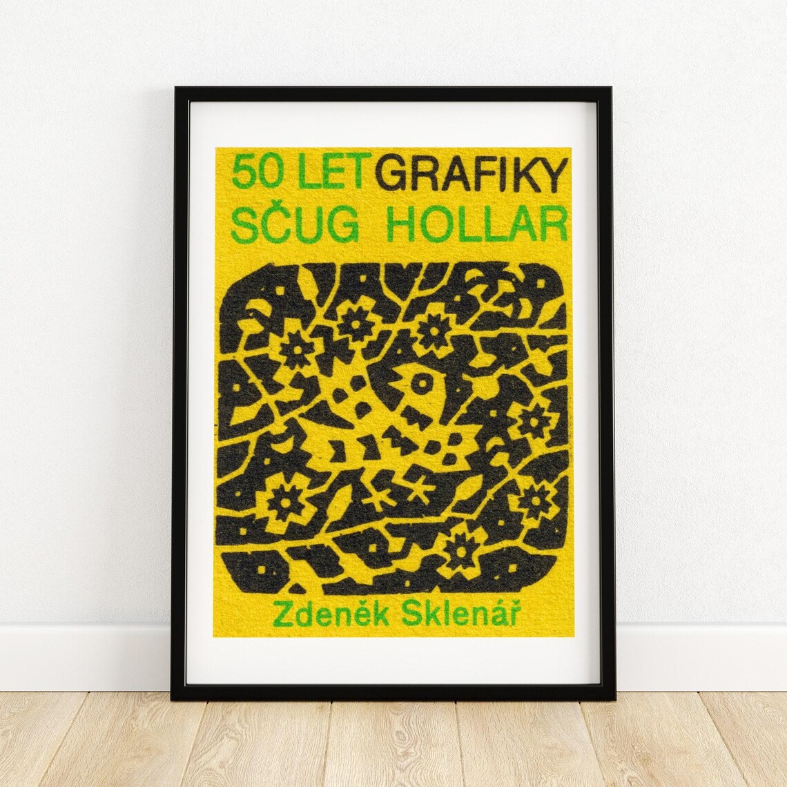 Yellow Folk Pattern Matchbox Vintage Czech Art Print