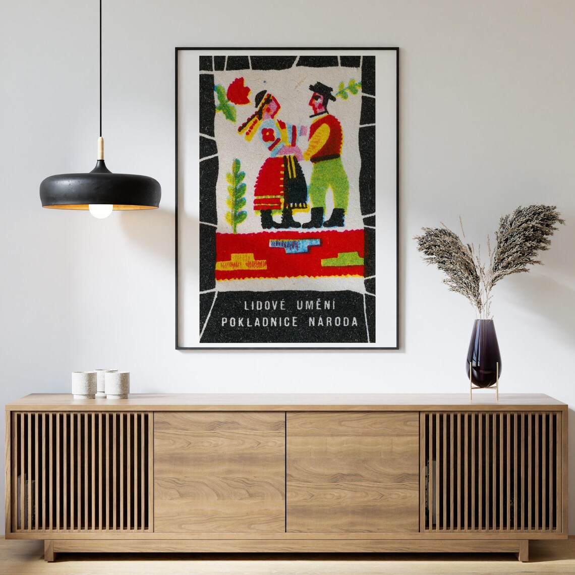 Czech Folk Couple Dancers Vintage Matchbox Label Folk Art Poster - Image 3