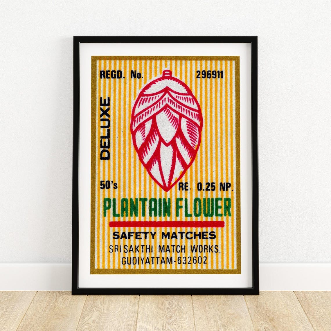 Plantain Flower Indian Safety Matches Vintage Label Art Poster