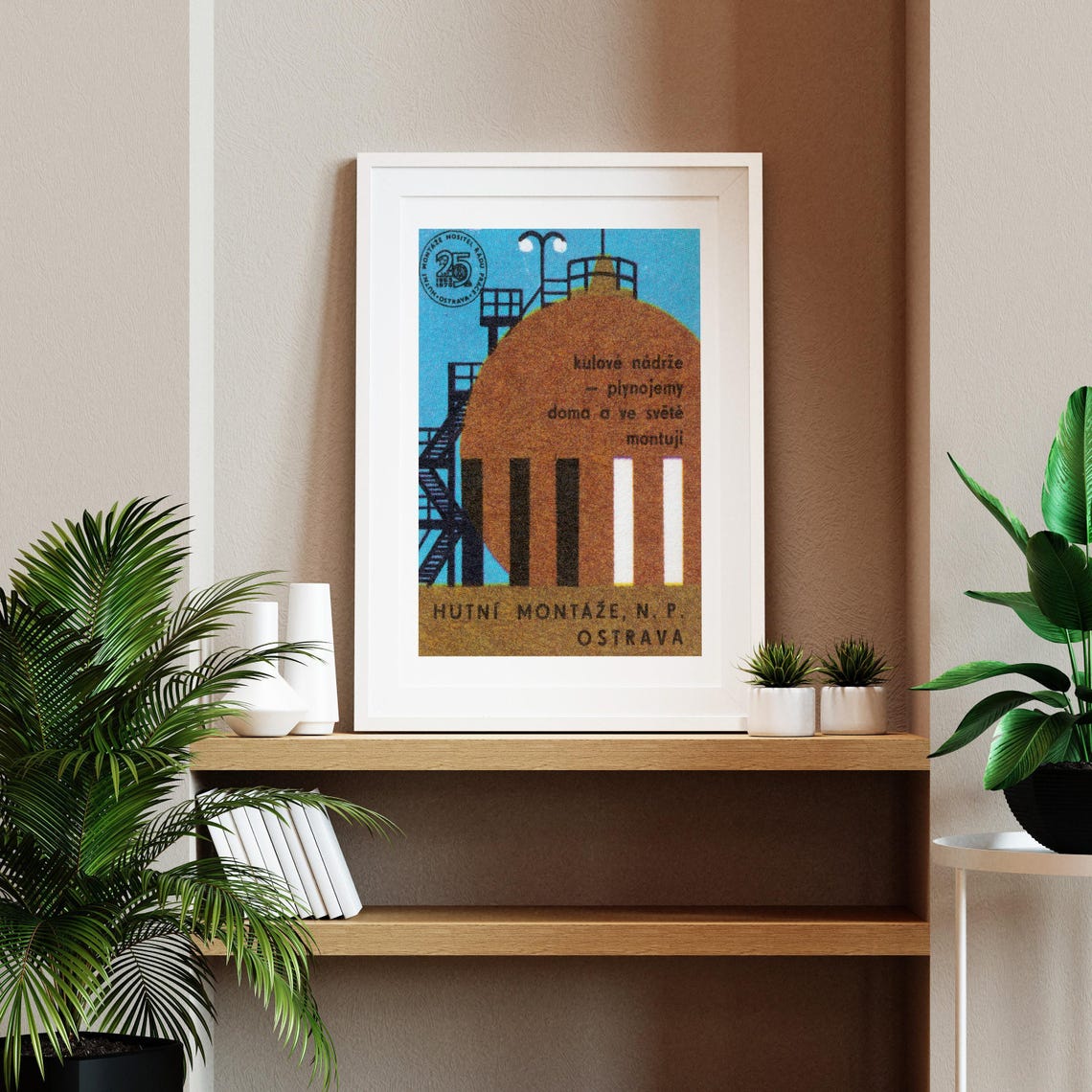 Hutni Montaze Ostrava Spherical Gas Holder Industrial Blue Poster - Image 2