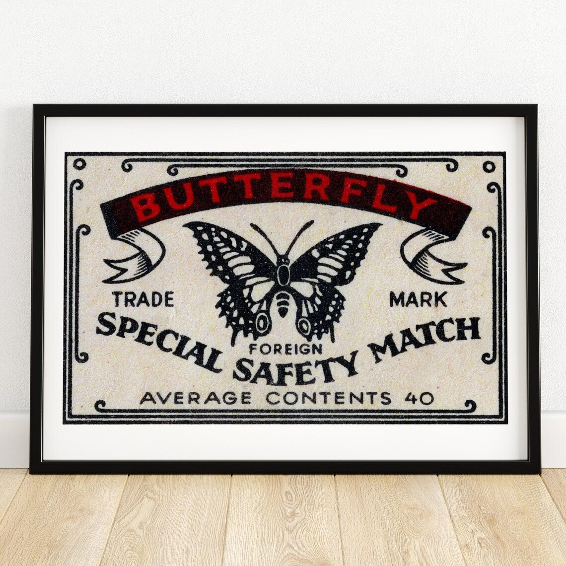 Butterfly Special Safety Match Vintage Trademark Art Poster Insect