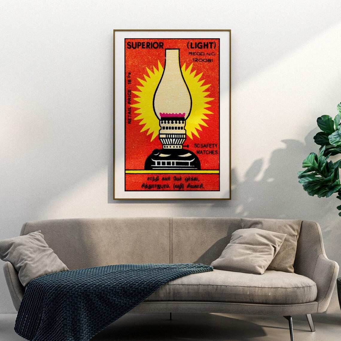 Bright Light Matchbox Vintage India Art Print - Image 3