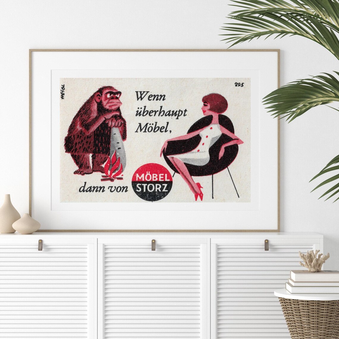 Mobel Storz German Furniture Caveman Advertisement Vintage Art Poster - Image 2