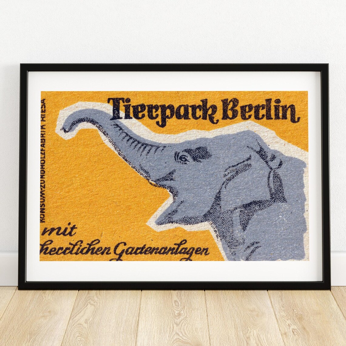 Orange Elephant Matchbox Vintage Eastern Europe Art Print