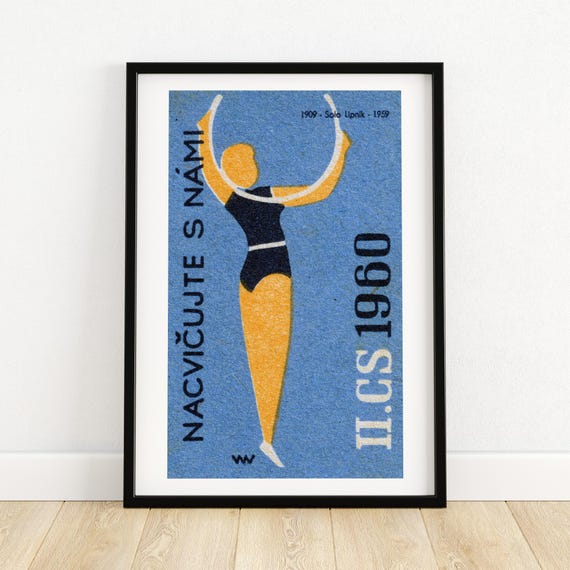 Hoop Dancer Matchbox Print Czech Wall Art Vintage Czech Art Matchbox Wall Poster Vintage Poster Print