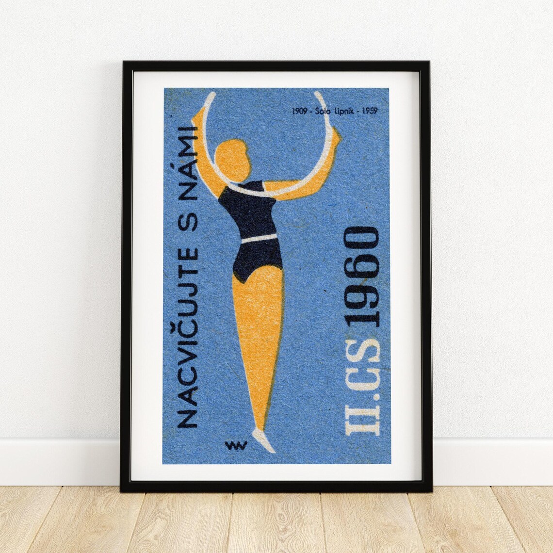 Rhythmic Gymnast Woman with Ribbons 1960 Czech Matchbox Poster