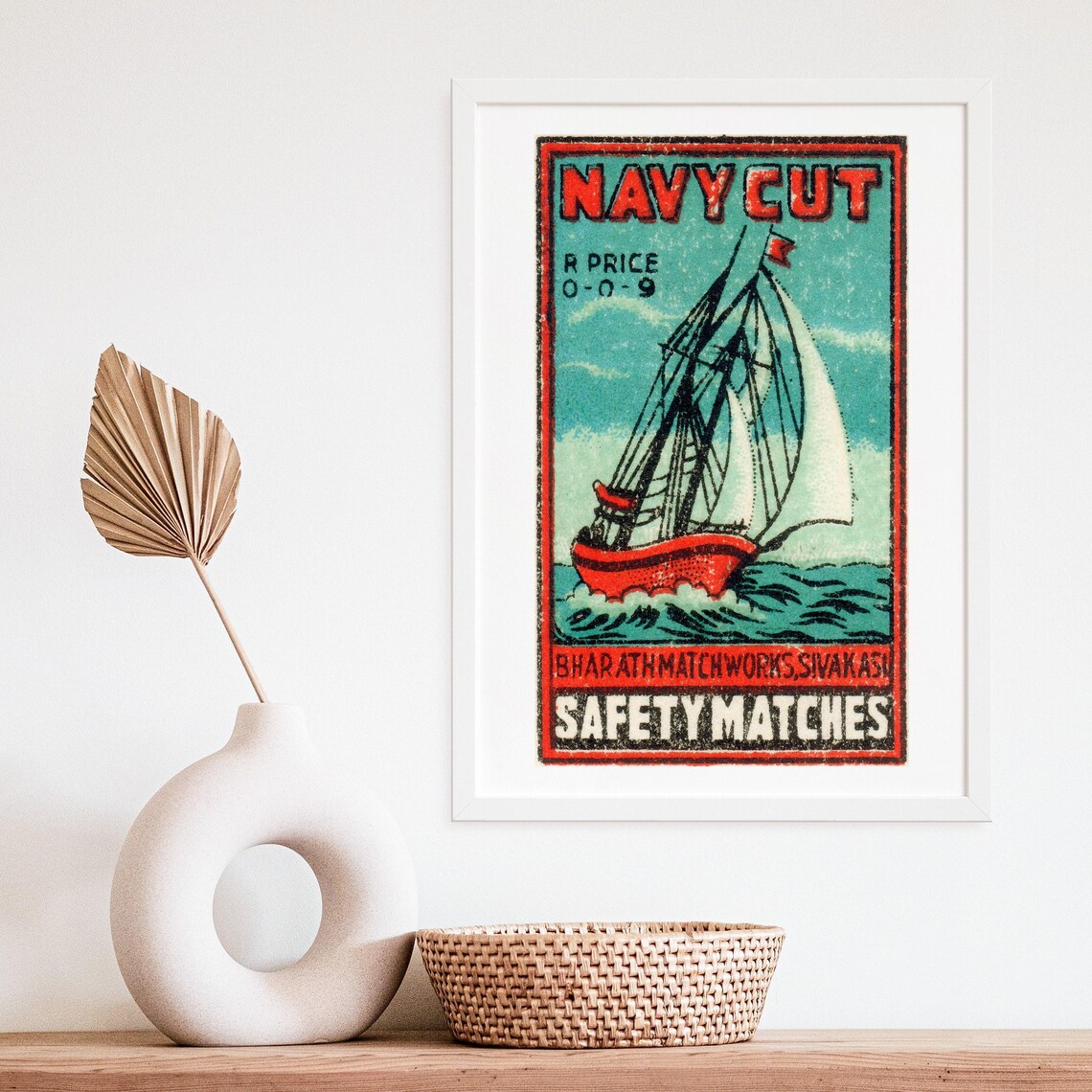 Navy Cut Sailing Ship Sivakasi Safety Matches Vintage Poster - Image 4