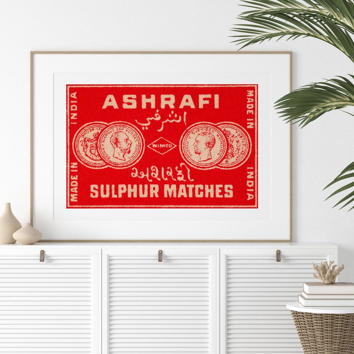 Ashrafi Sulphur Matches Vintage Indian Matchbox Label Art Poster - Image 2
