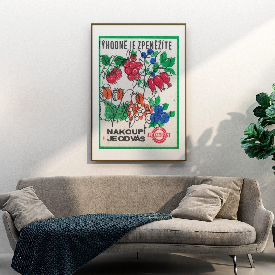 Jednota Berry Harvest Vintage Czech Matchbox Label Fruit Art Poster - Image 3