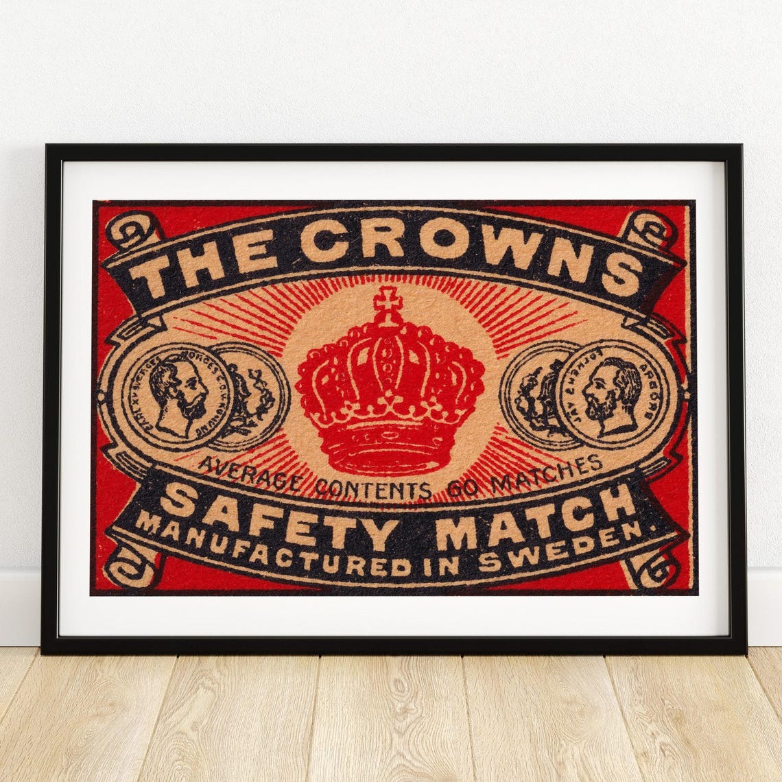 The Crowns Swedish Safety Match Royal Crown Vintage Label Poster