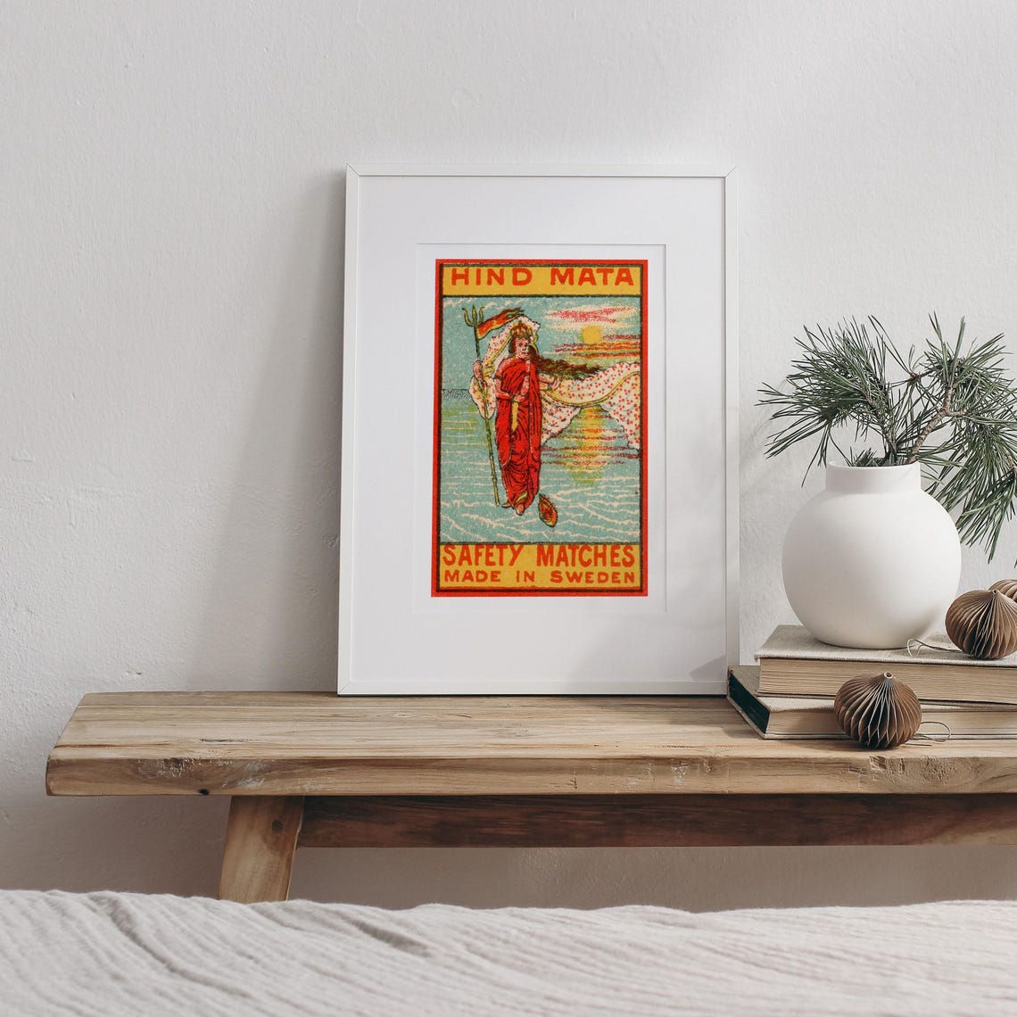 Hind Mata Sea Goddess Trident Swedish Vintage Safety Matches Poster - Image 3
