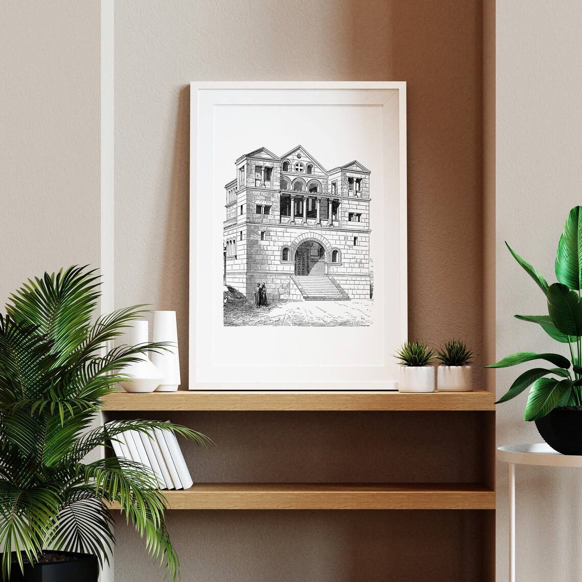 Turmanin Stone Church Syria Romanesque Facade Engraving Poster - Image 2