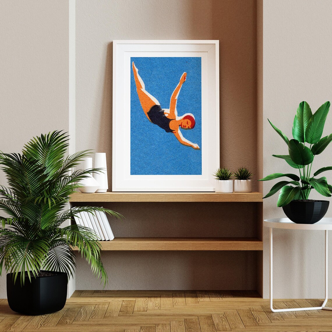 The Diving Woman Vintage Eastern Europe Art Print - Image 2