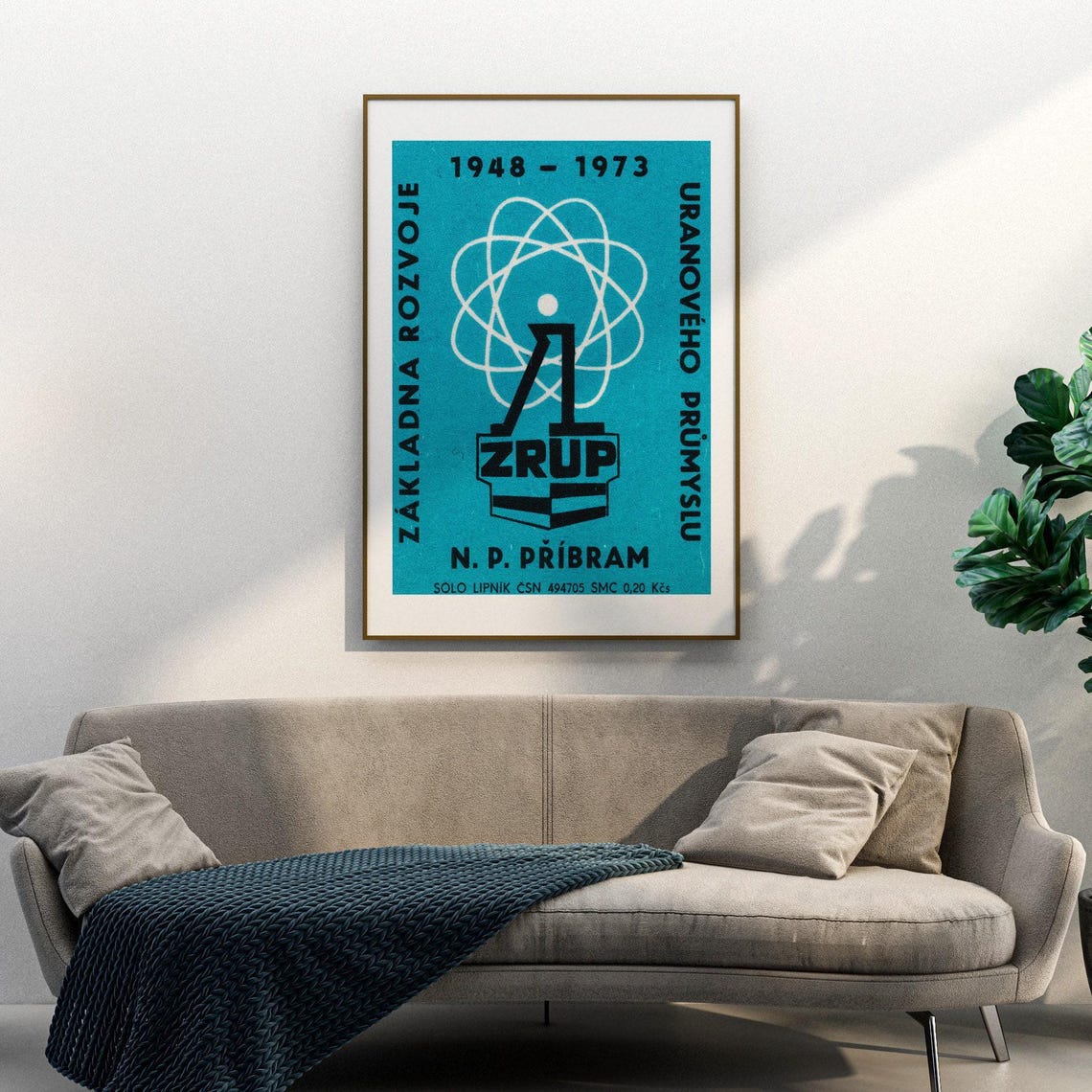 Uranium Industry 1948 1973 Vintage Czech Matchbox Label Art Poster - Image 3
