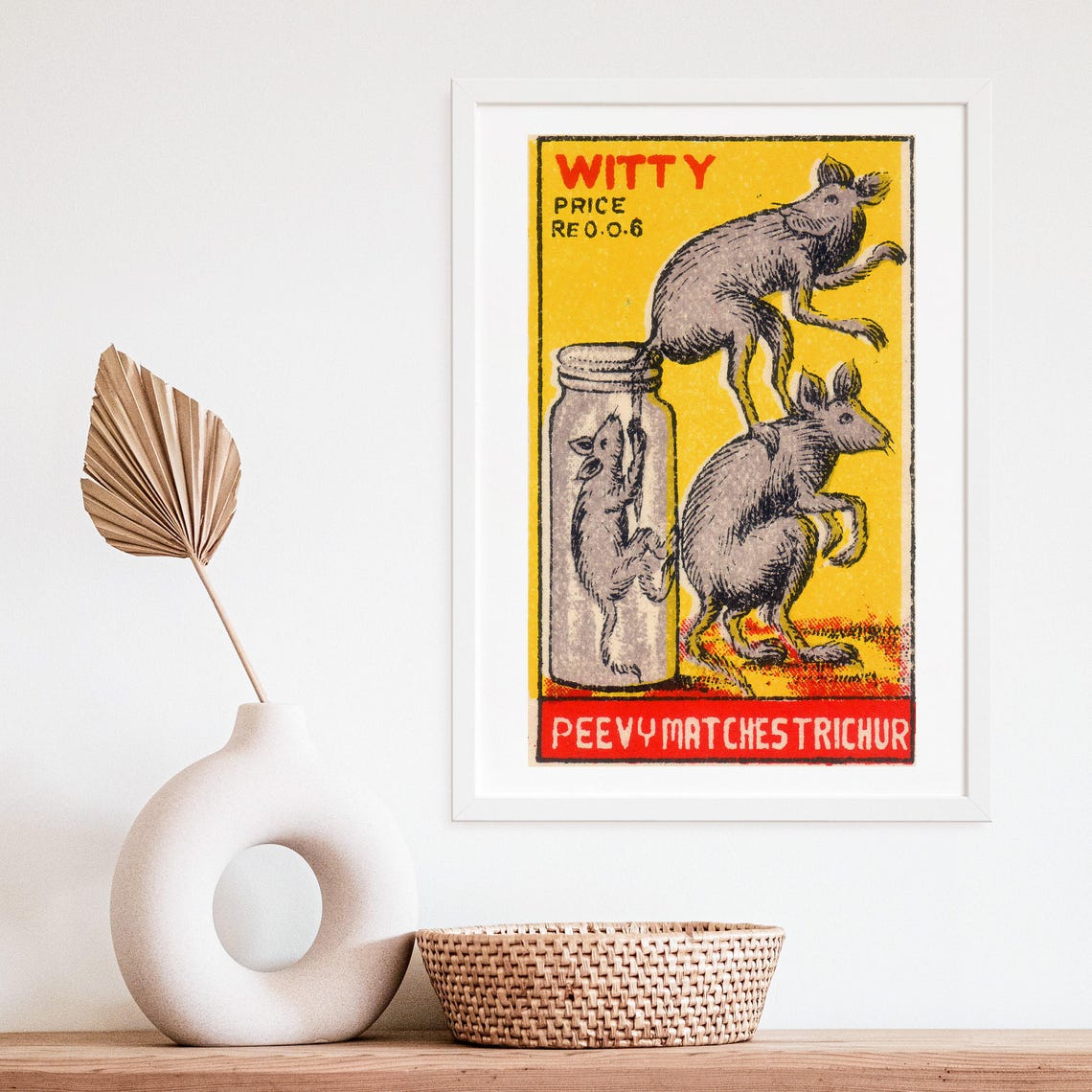 Witty Indian Match Label Three Rats Jar Retro Animal Art Poster - Image 4