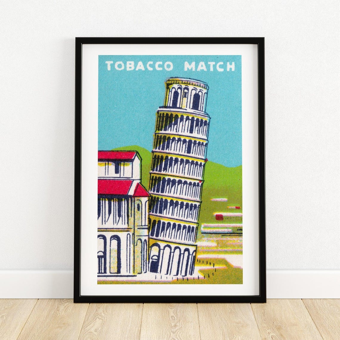 Leaning Tower Of Pisa Italian Retro Tobacco Match Label Art Poster