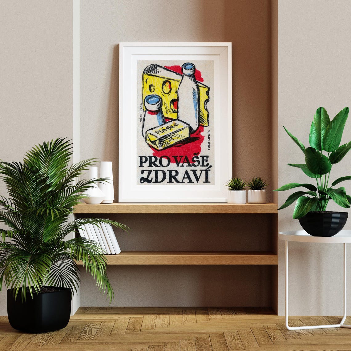 Pro Vase Zdravi Czech Dairy Cheese Milk Butter Vintage Poster - Image 2