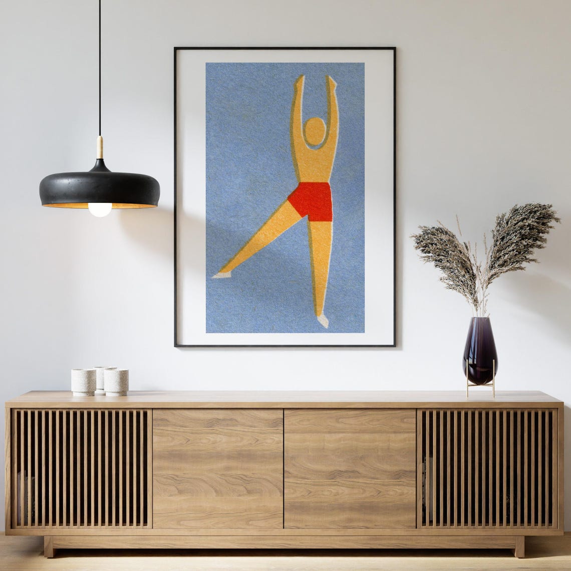 Dancing Man Gymnast Yellow Figure Vintage Matchbox Art Poster - Image 4