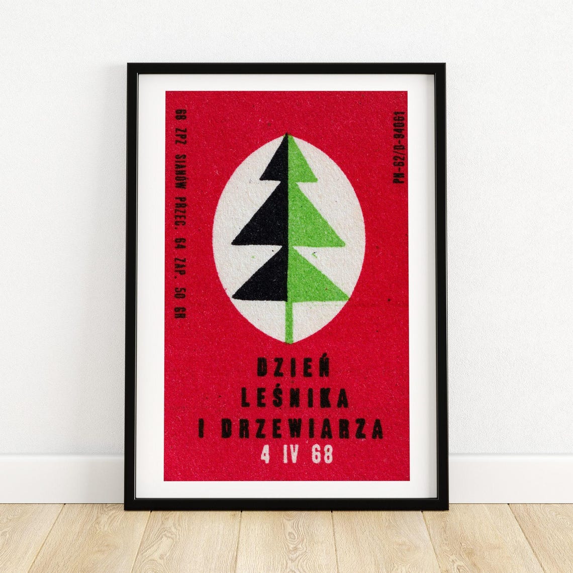 Pine Tree Matchbox Print Czech Wall Art Vintage Czech Art Matchbox Wall Poster Vintage Poster Print