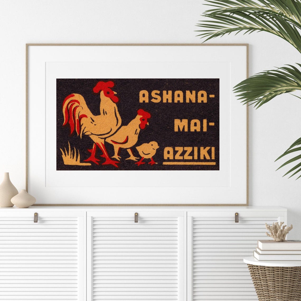 Ashana Mai Azziki Swedish Chicken Matchbox Label Vintage Poster - Image 2
