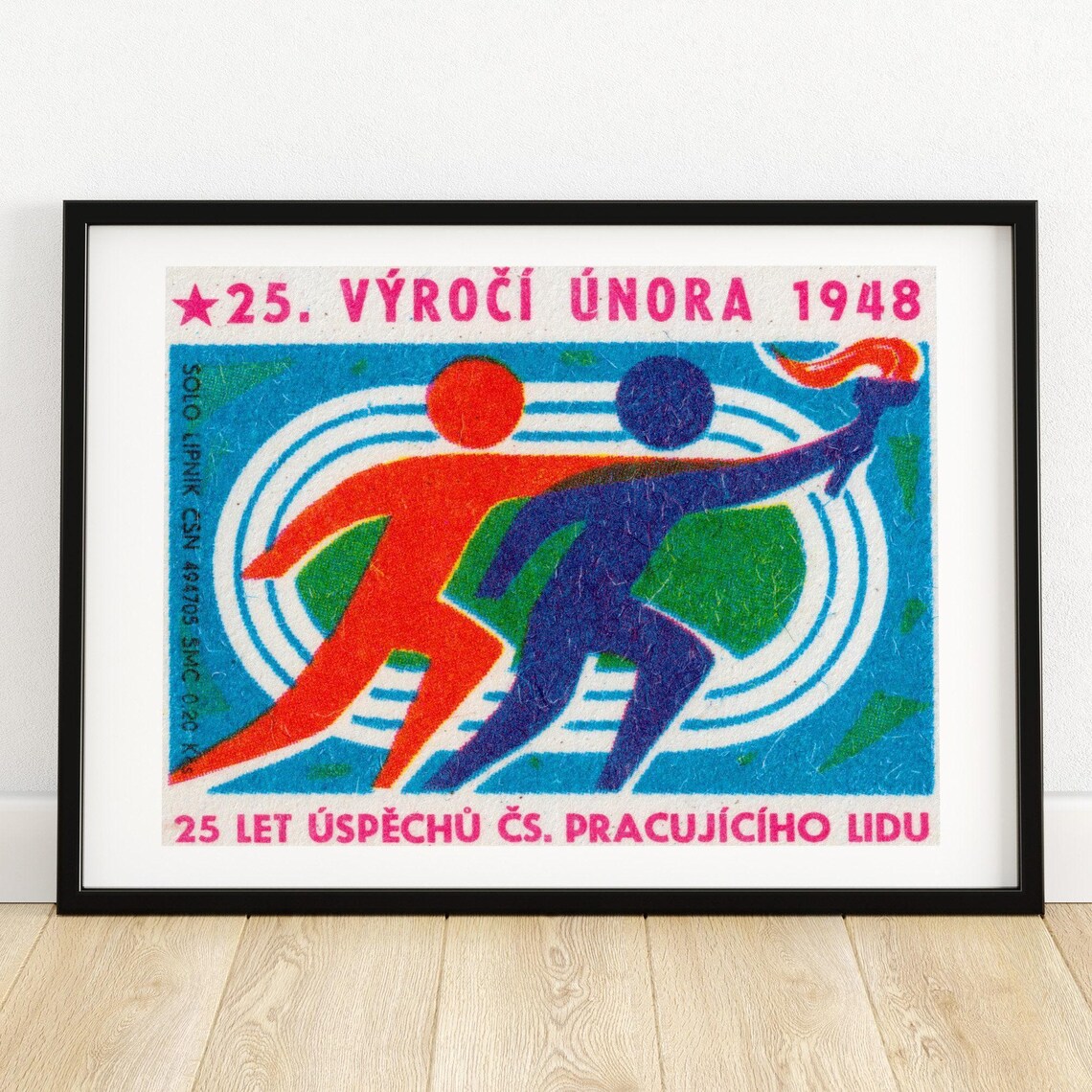 Athletics Competition Matchbox Print, Vintage Czech