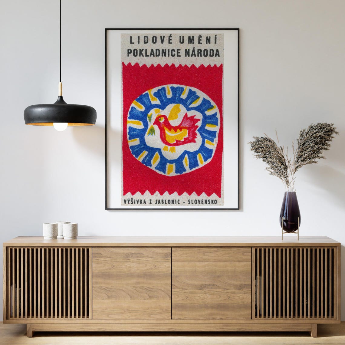 Slovak Folk Art Embroidery Bird Jablonice Matchbox Label Poster - Image 4