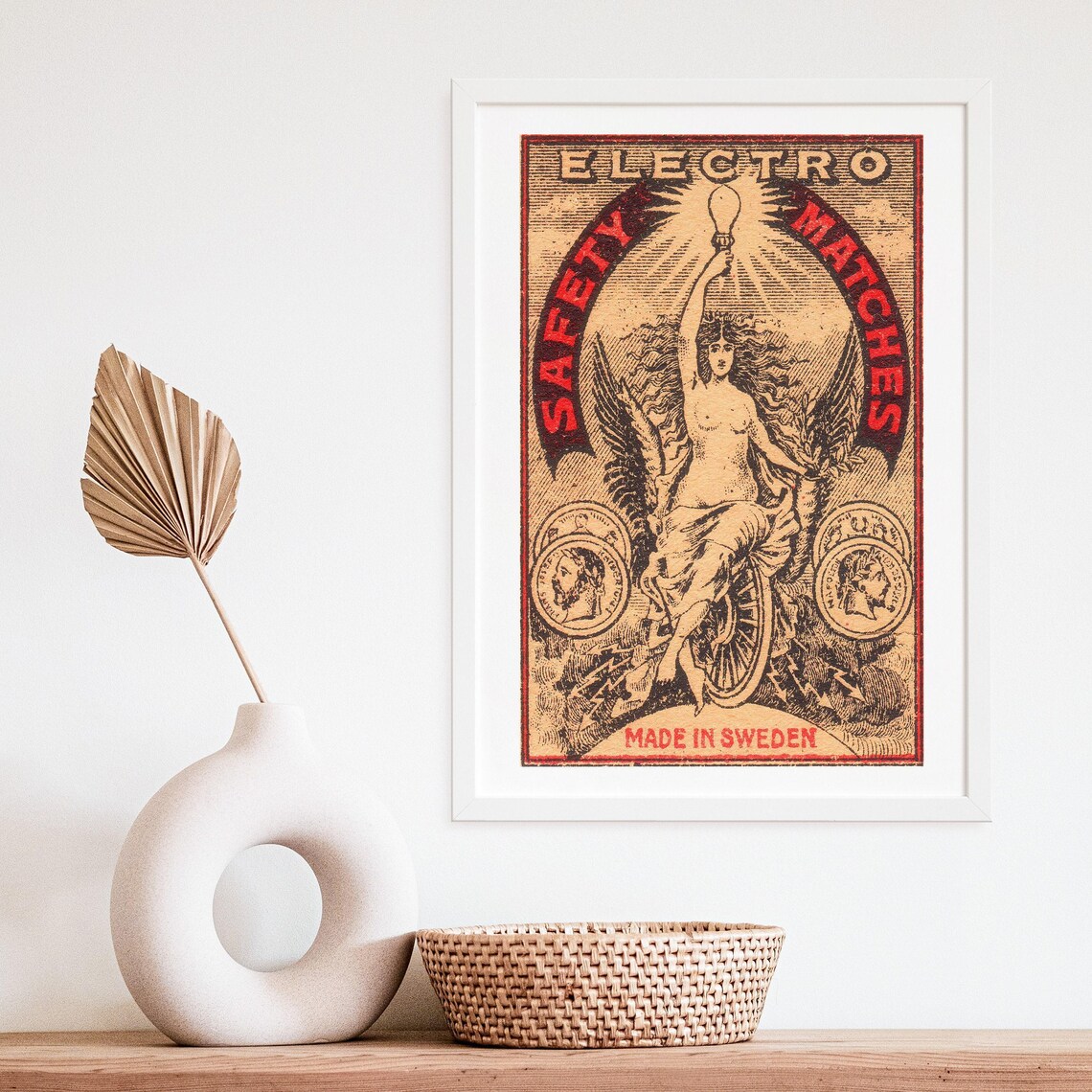 Electro Woman Holding Light Bulb Art Nouveau Vintage Swedish Poster - Image 4