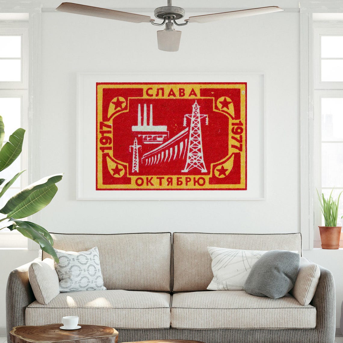 Glory To October Soviet 1917 1977 Hydroelectric Dam Matchbox Poster - Image 3