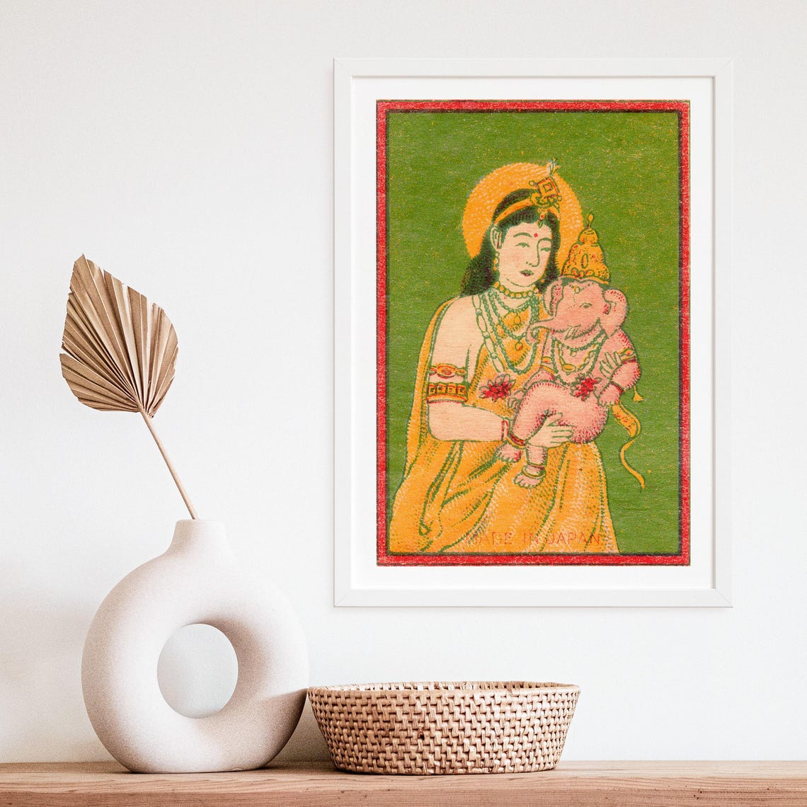 Hindu Goddess Baby Ganesha Vintage Matchbox Devotional Art Poster - Image 4