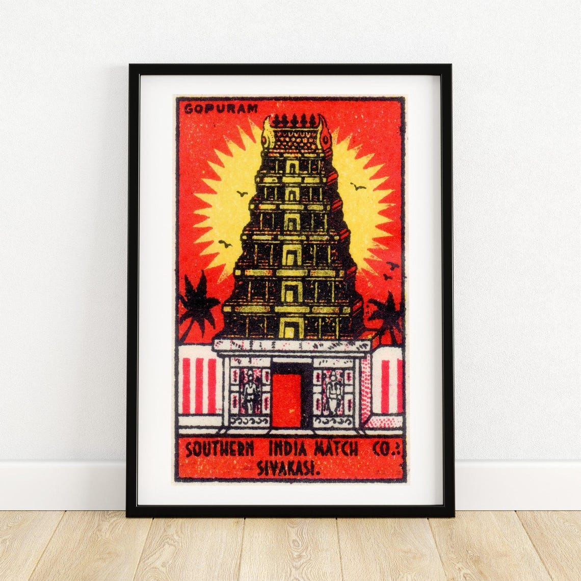 Gopuram Temple Tower Southern India Match Co Label Art Poster