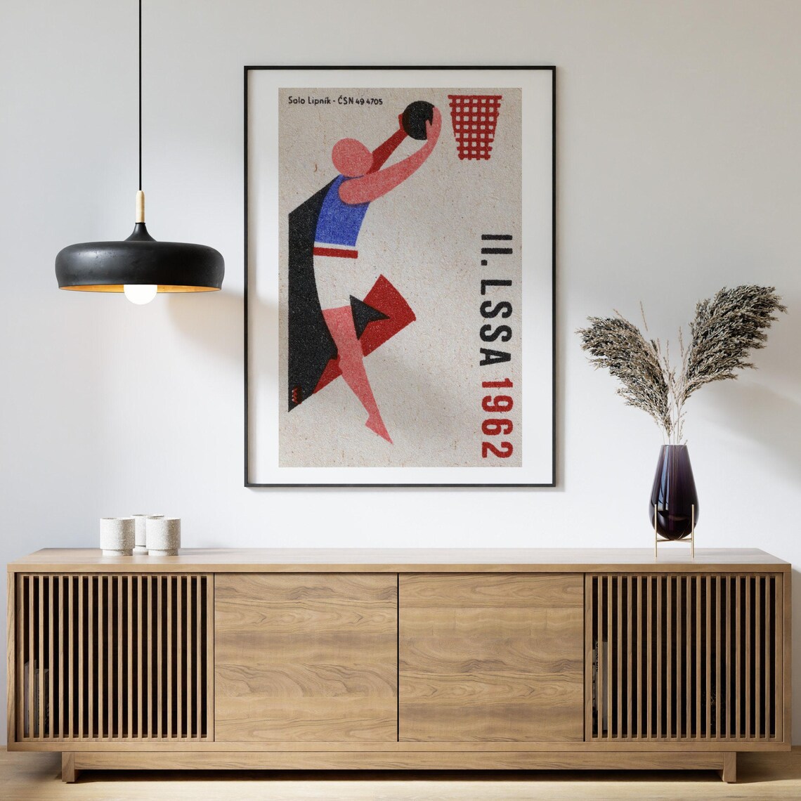 Basketball Player Shooting Matchbox Print, Vintage Czech - Image 4