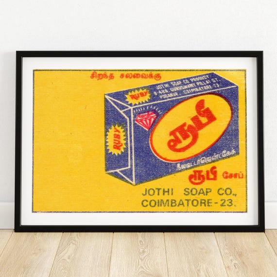 Colorful Indian Advertising Print Vintage Soap Art Poster Mid Century Graphic Design Retro Wall Decor For Collectors A4