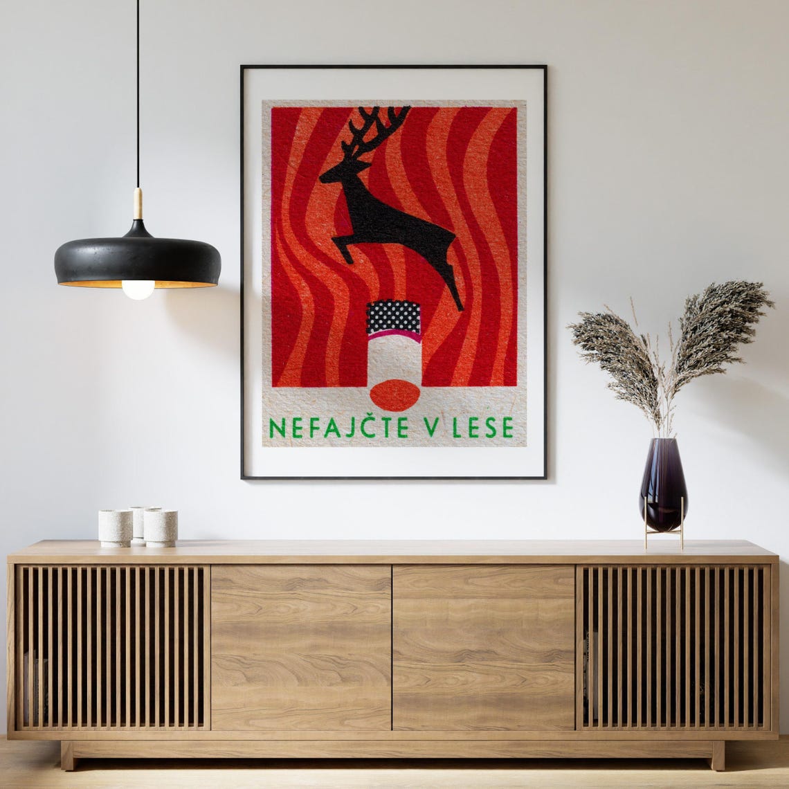 Nefajčte v Lese Leaping Deer No Forest Smoking Vintage Label Poster - Image 4