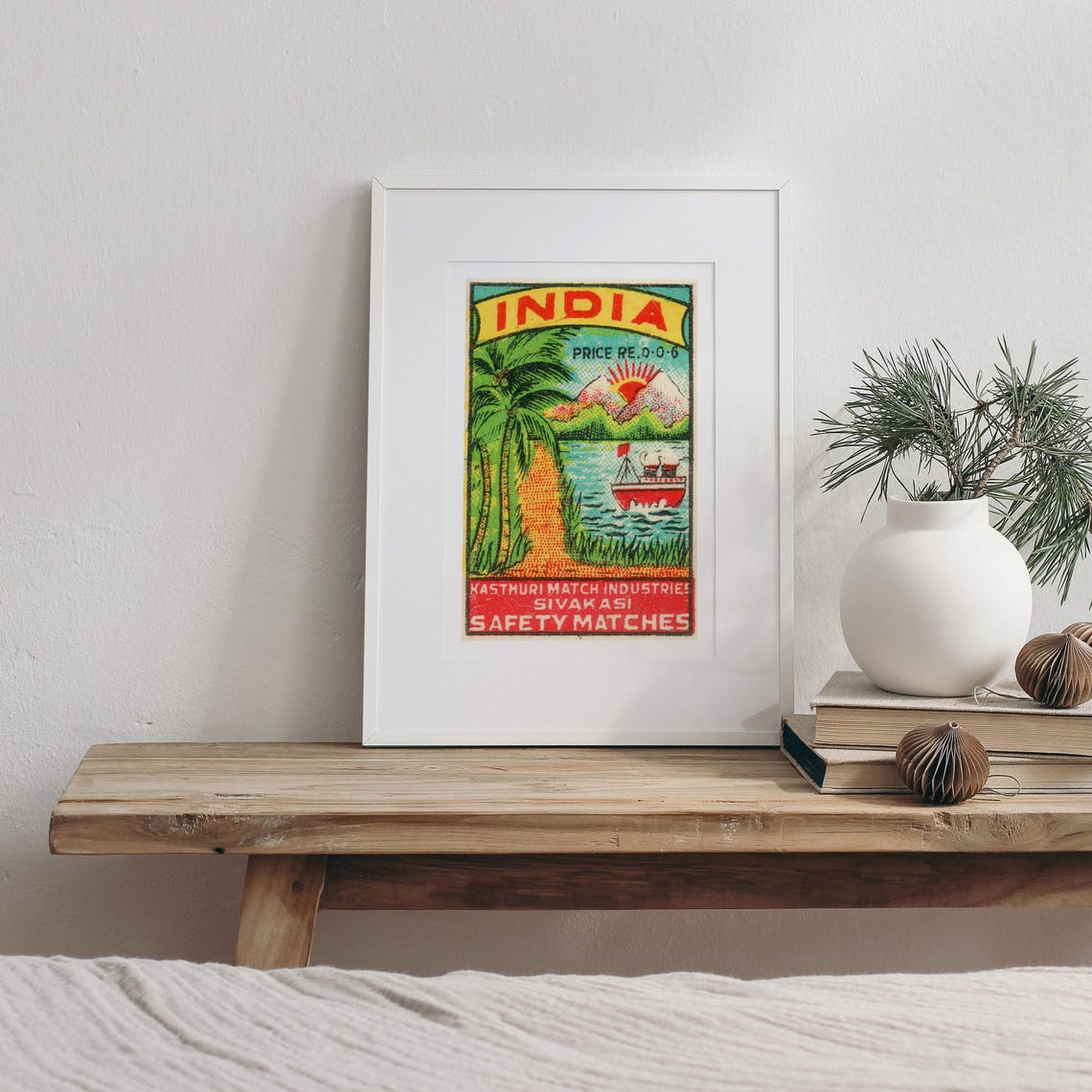 India River Sunset Boat Sivakasi Safety Matches Label Poster - Image 3