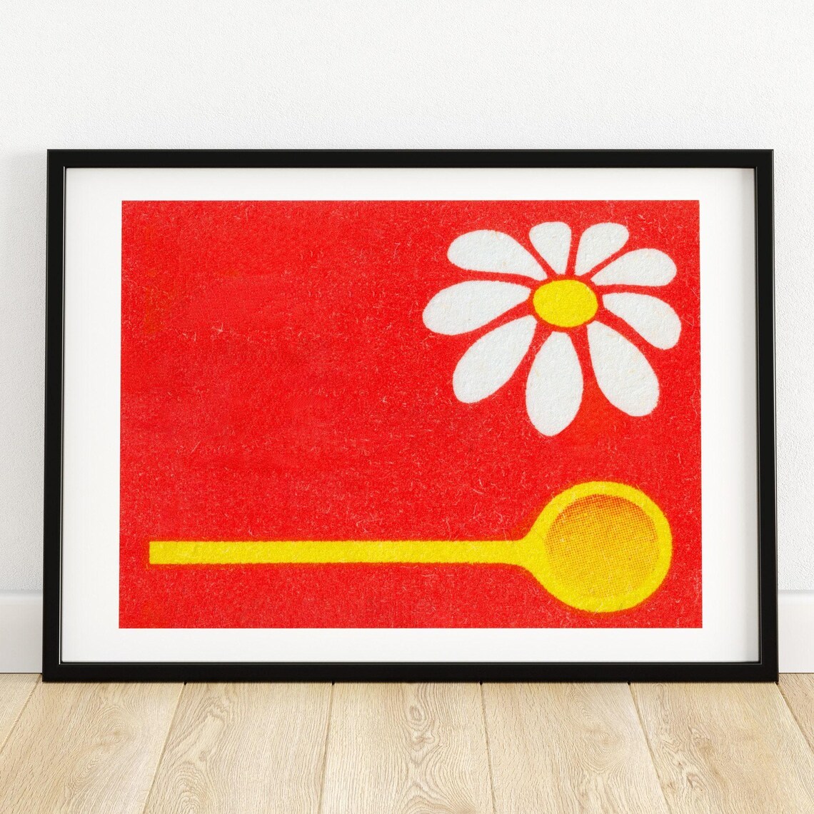 Yellow Flower and Spoon Matchbox Vintage Poster Print