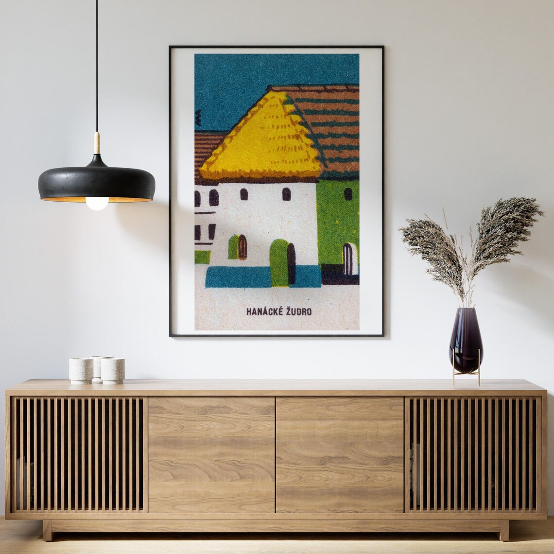 Straw Roof House Matchbox Print, Vintage Czech Poster - Image 4