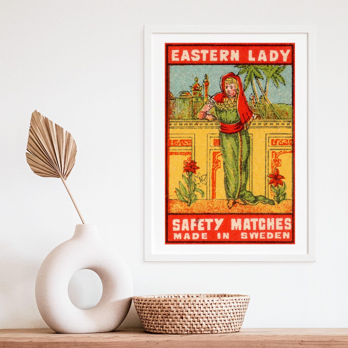 Eastern Lady Vintage Swedish Matchbox Label Woman Artwork Poster - Image 4