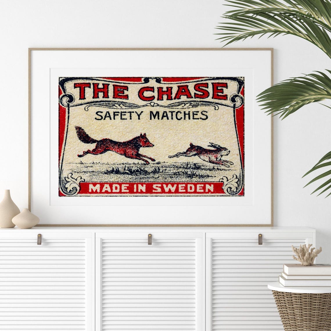 The Chase Fox Rabbit Swedish Safety Matches Matchbox Poster Art - Image 2