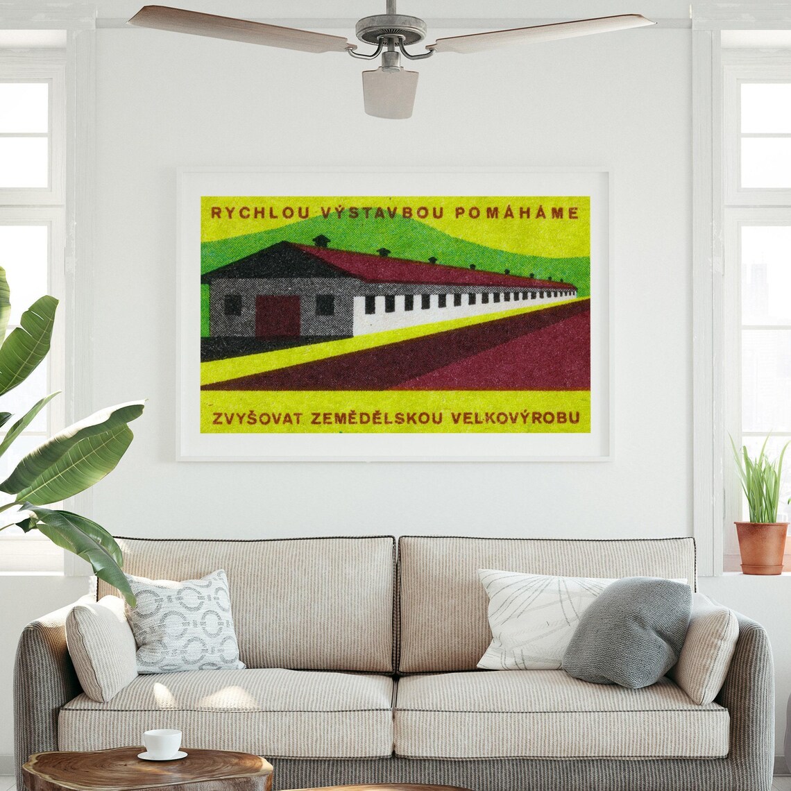 Long Farm Warehouse Agricultural Production Vintage Czech Label Poster - Image 3