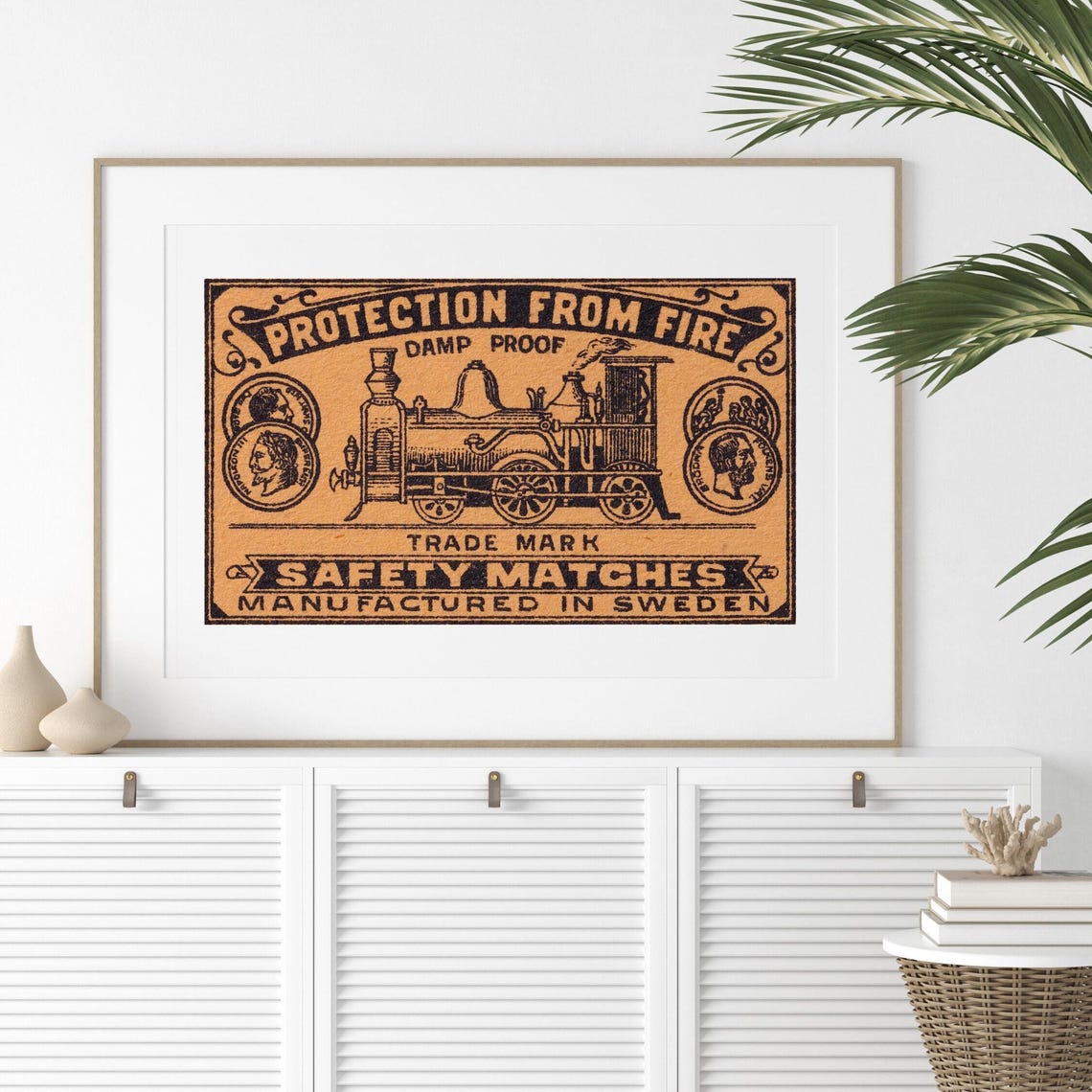 Protection From Fire Damp Proof Vintage Swedish Matchbox Label Poster - Image 2