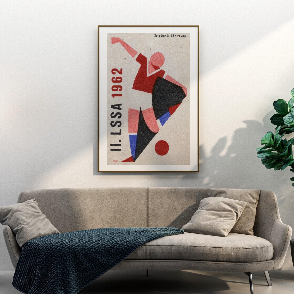 II LSSA 1962 Vintage Czech Football Soccer Player Art Poster - Image 3