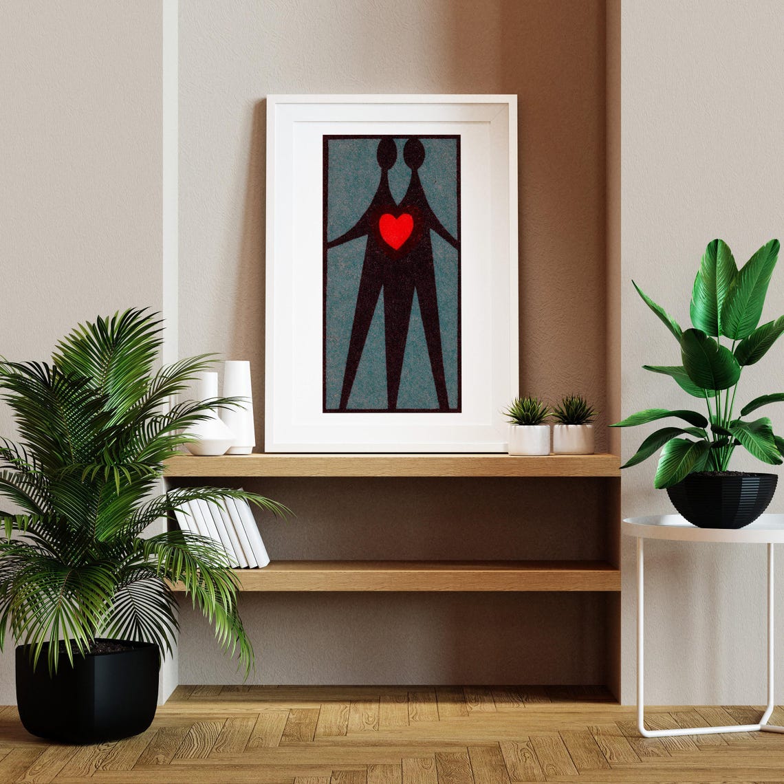 Two Lovers One Heart Minimal Czech Matchbox Art Love Vintage Poster - Image 2