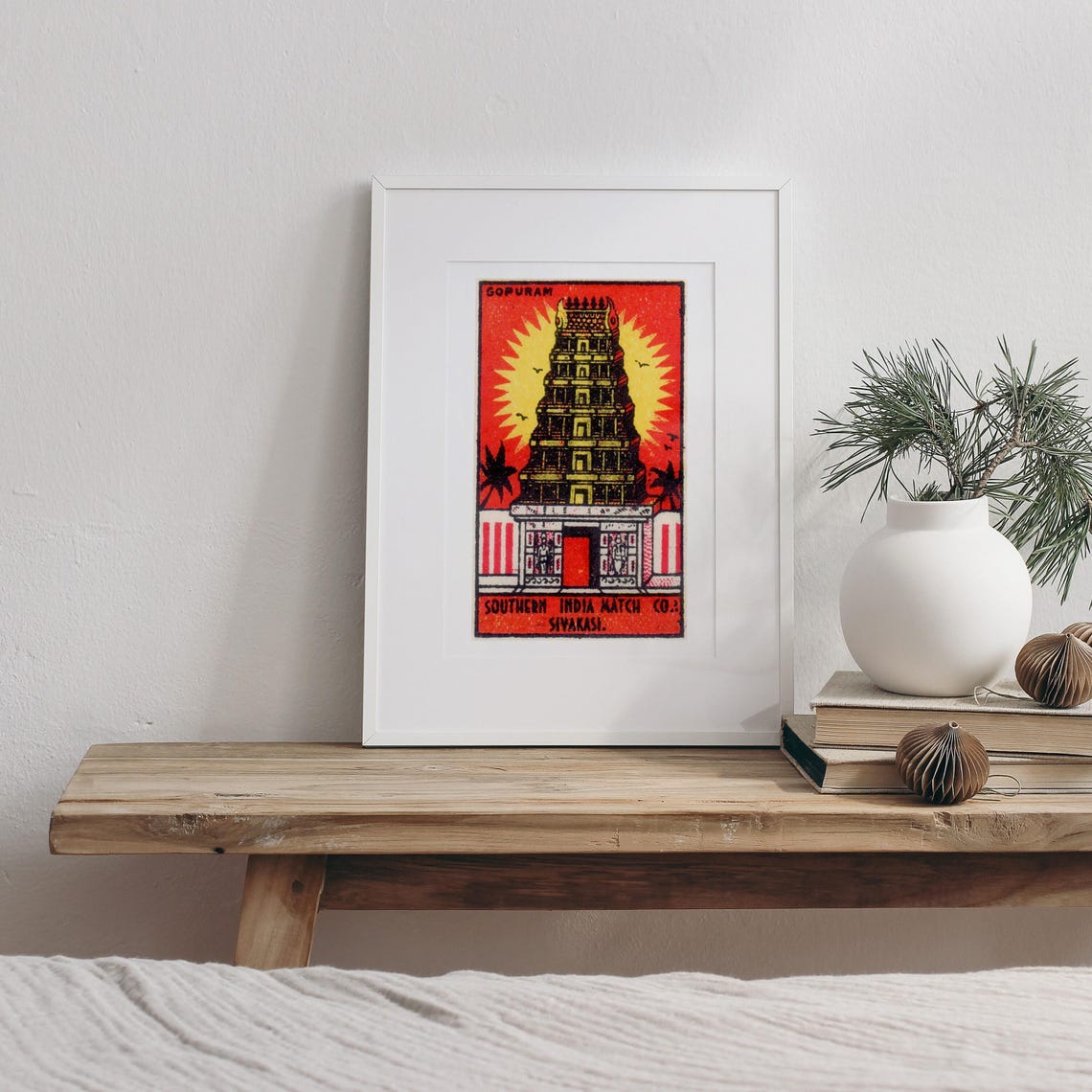 Gopuram Temple Tower Southern India Match Co Label Art Poster - Image 3