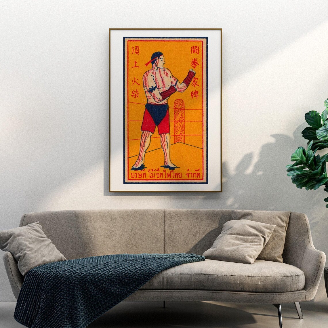 Thai Kickboxer Vintage Sweden Travel Poster - Image 3