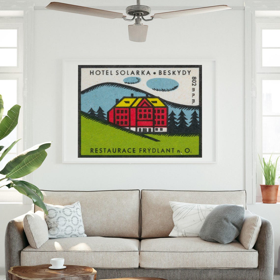 Hotel Solarka Beskydy Mountain Hotel 802 m Vintage Label Poster - Image 3