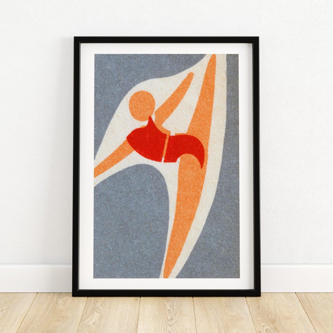 Flexibility Gymnast Abstract Red Vintage Matchbox Art Poster