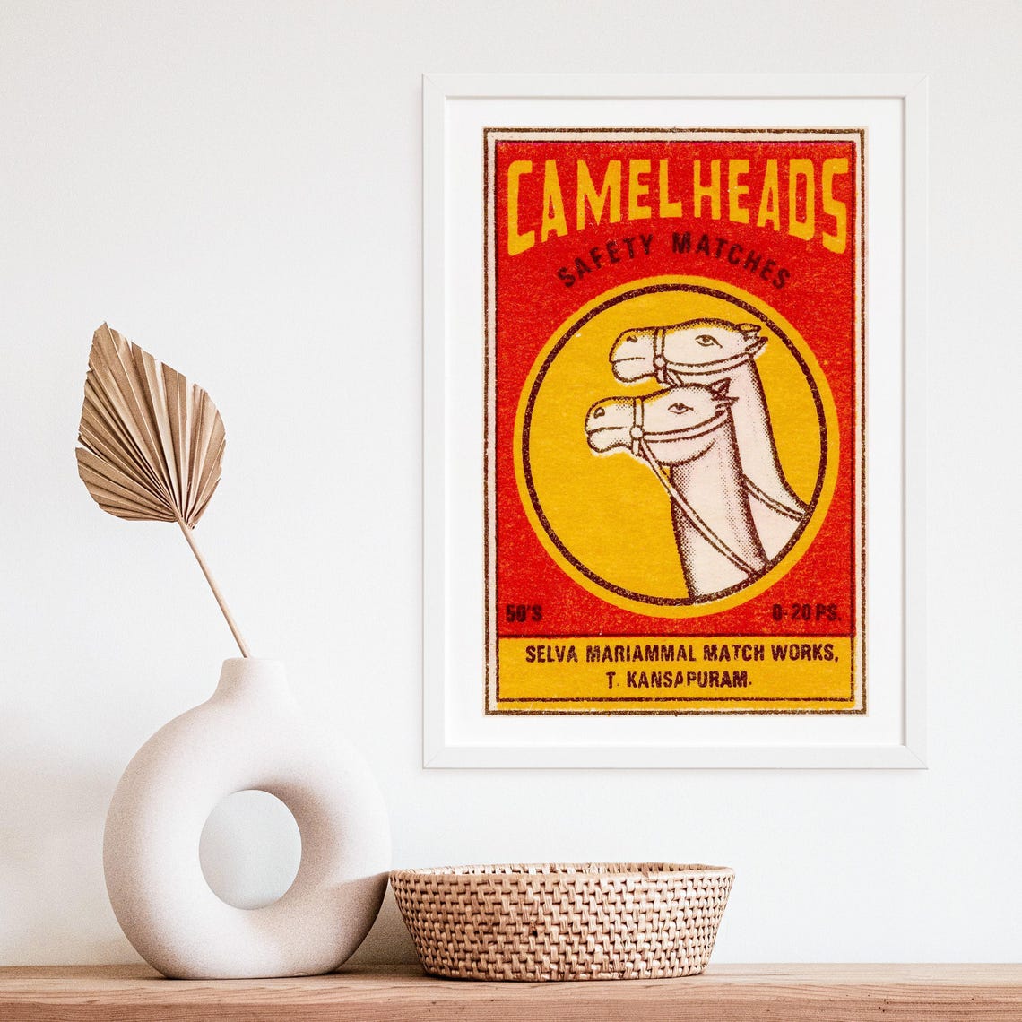 Camel Heads Vintage Indian Matchbox Label Desert Animal Poster - Image 4