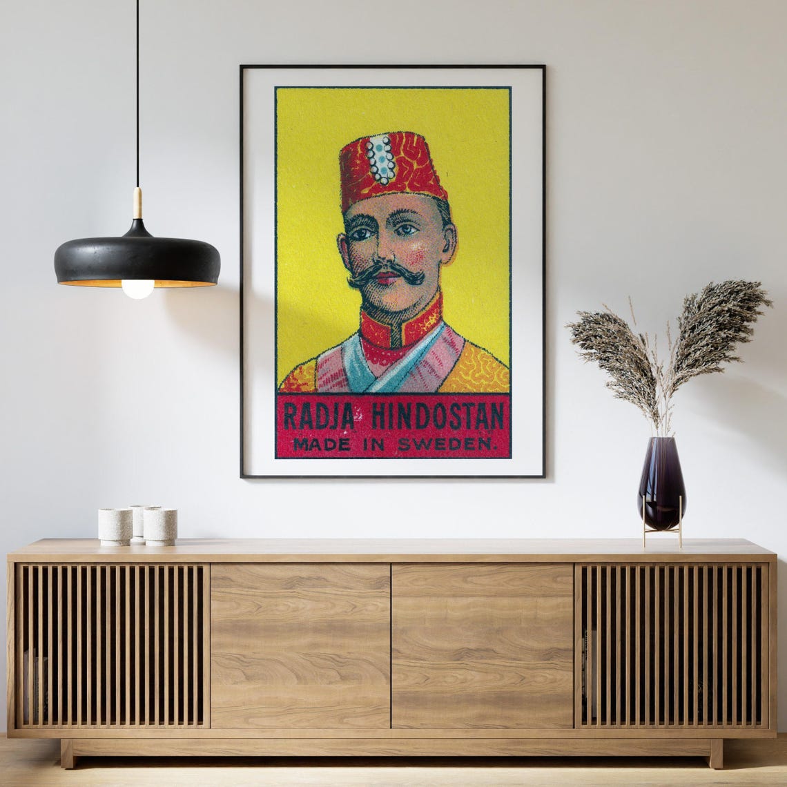 Radja Hindostan Portrait Vintage Swedish Matchbox Label Art Poster - Image 4