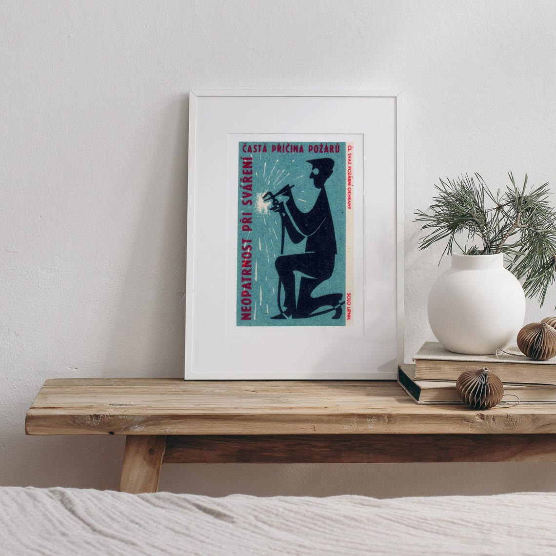 Czech Welding Safety Vintage Fire Prevention Welder Industrial Poster - Image 3